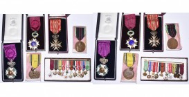 groupe de 10 miniatures montées sur une épingle: Belgique, officier de l’Ordre de la Couronne, médaille de la Résistance 1940-1945, médaille commémora...