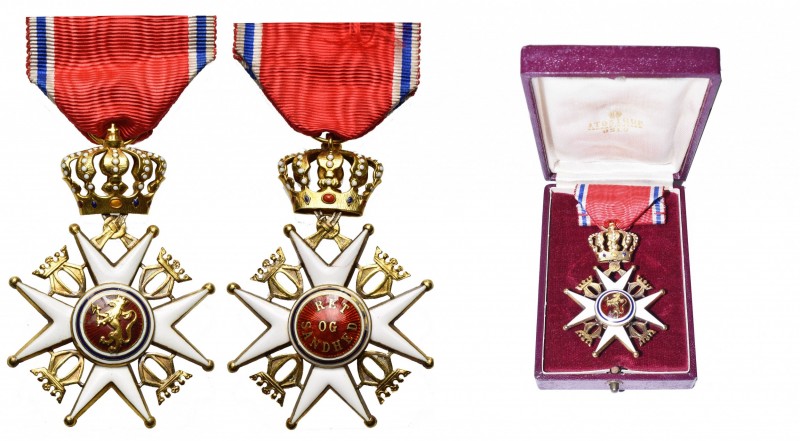 NORVEGE, Ordre de Saint-Olaf, croix de chevalier de 1e classe en or, classe civi...