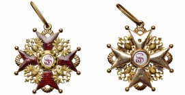 RUSSIE, Ordre de Saint-Stanislas, croix de 3e classe, modèle 1856-1917. AV, 45 mm. Au revers, poinçons aigle et WK, Wilhelm Keibel (1788-1862). Sans r...