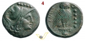 APULIA - Teate (225-200 a.C.) Quincunx. D/ Testa elmata di Athena R/ Civetta su capitello. SNG ANS 746 Mont. 1122 Ae g 15,41 • Ex Astarte, asta 1 del ...