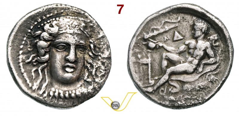 BRUTTIUM - Kroton (475-425 a.C.) Statere. D/ Testa frontale di Hera Lakinia R/ G...