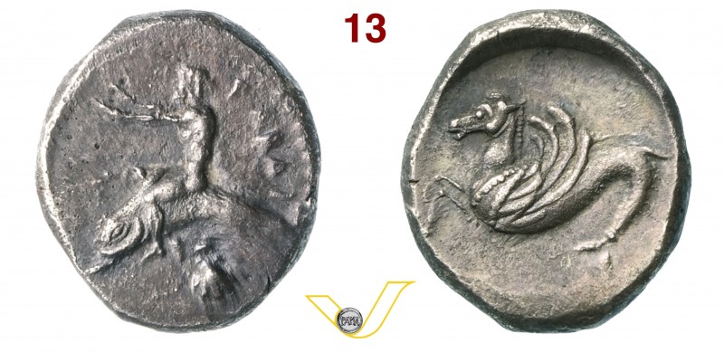 CALABRIA - Tarentum (500 a.C.) Didracma. D/ Ippocampo R/ Taras su delfino. Vlast...