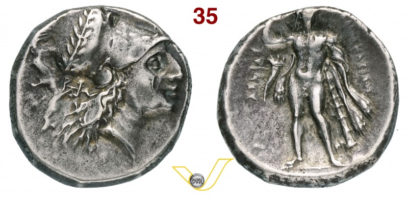 LUCANIA - Heraclea (280 a.C. circa) Didracma. D/ Testa elmata di Athena R/ Eracl...