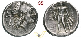 LUCANIA - Heraclea (280 a.C. circa) Didracma. D/ Testa elmata di Athena R/ Eracle con clava e pelle leonina; sotto il braccio una cornucopia. van Keur...