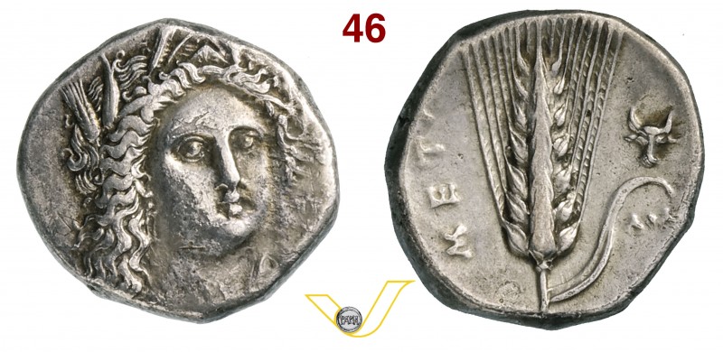 LUCANIA - Metapontum (330-290 a.C.) Statere. D/ Testa di Demetra di 3/4 R/ Spiga...