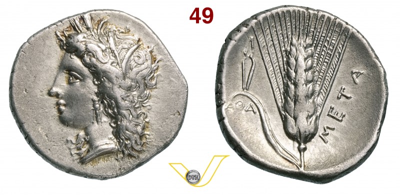 LUCANIA - Metapontum (330-280 a.C.) Statere. D/ Testa di Demetra R/ Spiga d'orzo...