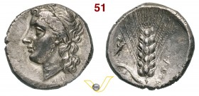 LUCANIA - Metapontum (290-280 a.C.) Statere. D/ Testa di Demetra R/ Spiga d'orzo; sulla foglia un satiro. Noe D 2.5 BMC 105 Ag g 7,73 • Ex H.J. Berk 0...