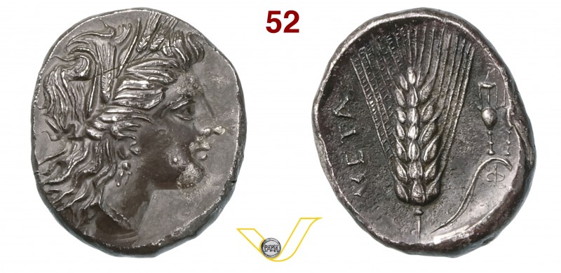 LUCANIA - Metapontum (290-280 a.C.) Statere. D/ Testa di Demetra R/ Spiga d'orzo...