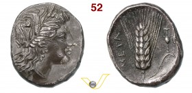 LUCANIA - Metapontum (290-280 a.C.) Statere. D/ Testa di Demetra R/ Spiga d'orzo; sulla foglia due anfore. SNG ANS 517 Noe D 4.17 Mont. tipo 2408 Ag g...