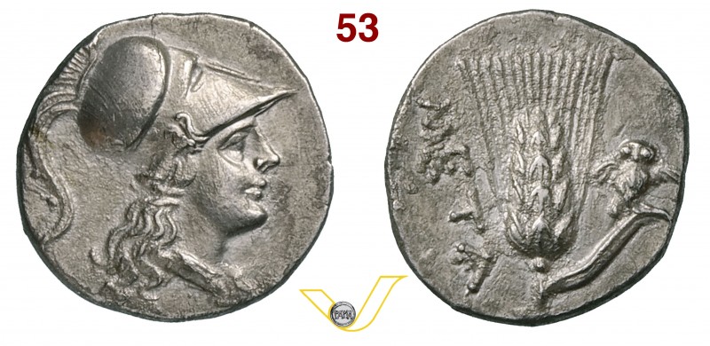 LUCANIA - MetapontumOccupazione Punica (215-207 a.C.) Mezzo Shekel. D/ Testa elm...