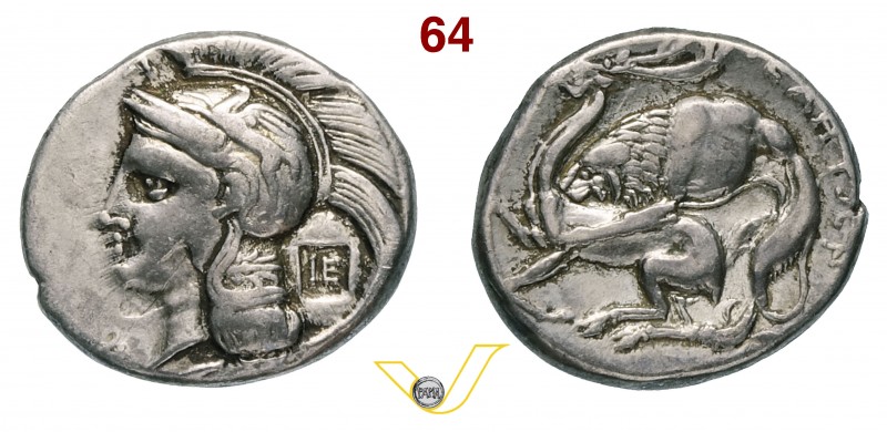 LUCANIA - Velia (400-340 a.C.) Statere. D/ Testa elmata di Athena; dietro IE ent...