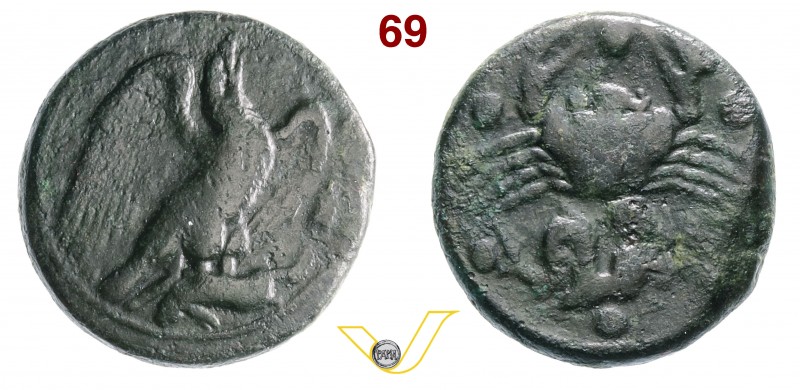 SICILIA - Agrigentum (420-406 a.C.) Hemilitron. D/ Aquila in volo con lepre fra ...