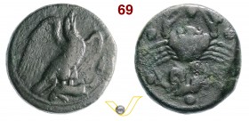 SICILIA - Agrigentum (420-406 a.C.) Hemilitron. D/ Aquila in volo con lepre fra gli artigli R/ Granchio e sotto un mostro marino. SNG ANS 1023 CNS I, ...