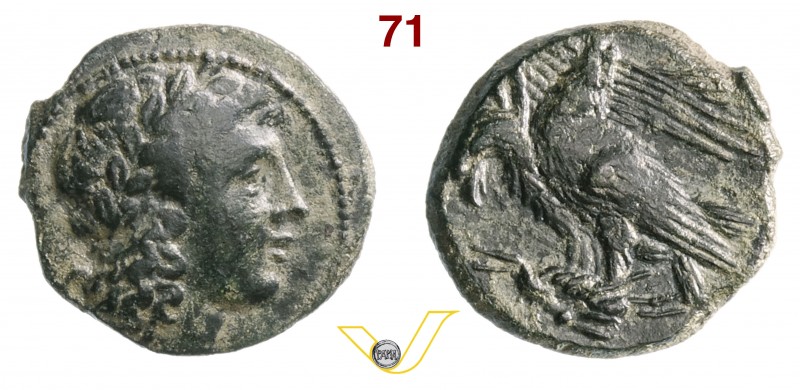 SICILIA - Agrigentum (279-241 a.C.) Ae 20. D/ Testa laureata di Apollo R/ Aquila...