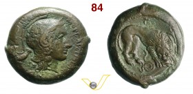 SICILIA - Morgantina (339-317 a.C.) Ae. D/ Testa elmata di Athena e dietro una civetta R/ Leone che divora la testa di un cervo. CNS 2 SNG Cop. 474 Ae...