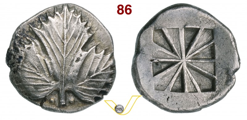 SICILIA - Selinunte (540-510 a.C.) Didracma. D/ Foglia di selino R/ Quadrato inc...