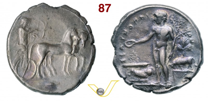 SICILIA - Selinunte (445-417 a.C.) Tetradracma. D/ Artemide e Apollo in quadriga...