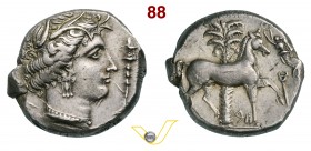 SICILIA - Siculo Puniche (317-310 a.C.) Tetradracma (Entella) D/ Testa di Tanit/Persefone; davanti un thymiaterion (incensiere) R/ Cavallo incoronato ...