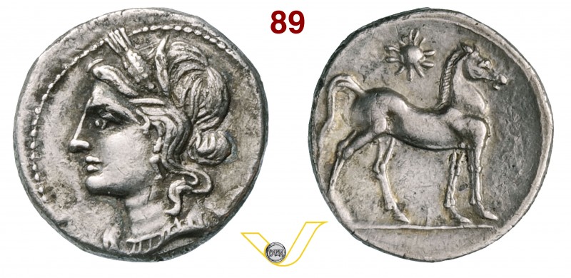 SICILIA - Siculo Puniche /215-205 a.C.) Emishekel (1/2 Shekel). D/ Testa di Core...