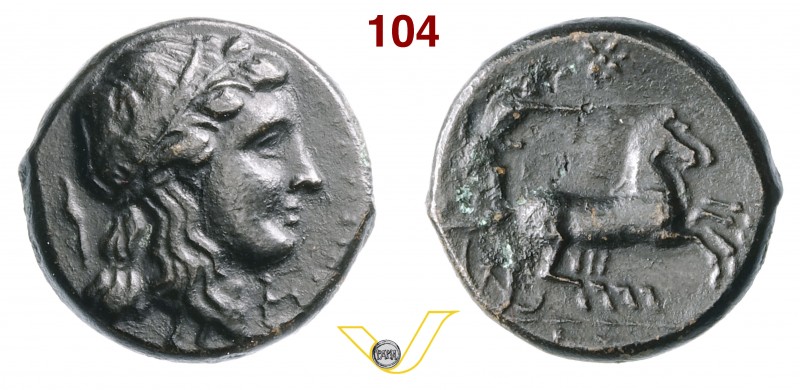 SICILIA - SyracusaeHiketas II (287-278) Ae. D/ Testa di Persefone e dietro una t...