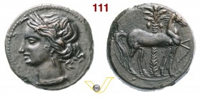 ZEUGITANA - Cartagine(220-215 a.C.) Ae. D/ Testa di Tanit R/ Cavallo; sullo sfondo una palma. SNG Cop. 354 Ae g 7,74 • Ex Credit Swisse, asta 1 del 04...