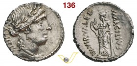 ACILIA - Man. Acilius Glabrio (49 a.C.) Denario. D/ Testa della Salute R/ La Salute nutre un serpente. B. 8 Syd. 922 Cr. 442/1a A.V. 51 Ag g 3,59 • Ex...
