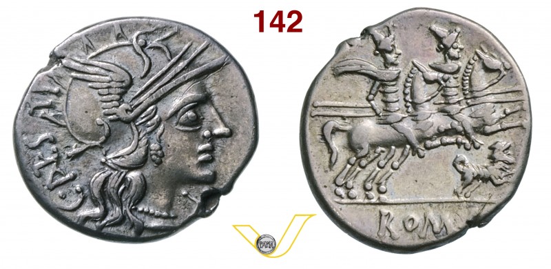 ANTESTIA - C. Antestius Labeo (146 a.C.) Denario. D/ Testa elmata di Roma R/ I D...