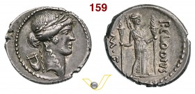 CLAUDIA - P. Clodius M.f. Turrinus (41 a.C.) Denario. D/ Testa di Apollo; dietro una lira R/ Diana Lucifera con due lunghe torce. B. 15 Syd. 1117 Cr. ...