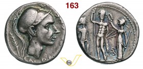 CORNELIA - Cn. Cornelius Blasio Cn. f. (112-111 a.C.) Denario. D/ Testa elmata di Scipione l'Africano il vecchio R/ Giove stante con fulmine e scettro...