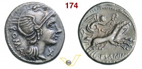 FLAMINIA - L. Flaminius Chilo (109-108 a.C.) Denario. D/ Testa elmata di Roma R/ La Vittoria con corona su biga. B. 1 Syd. 540 Cr. 302/1 A.V. 285 Ag g...