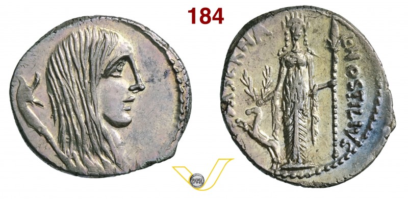 HOSTILIA - L. Hostilius Saserna (48 a.C.) Denario. D/ Testa della Gallia e dietr...