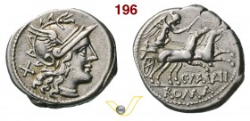 MAIANIA - C. Maianius (153 a.C.) Denario. D/ Testa elmata di Roma R/ La Vittoria con frusta su biga. B. 1 Syd. 427 Cr. 203/1a A.V. 371 Ag g 4,04 • Ex ...