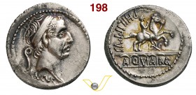 MARCIA - L. Marcius Philippus (56 a.C.) Denario. D/ Testa del re Anco Marzio; dietro il lituus R/ Statua equestre su acquedotto a cinque arcate. B. 28...