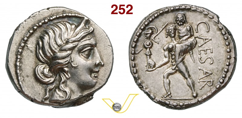 GIULIO CESARE (47-46 a.C.) Denario. D/ Testa di Venere R/ Enea porta il padre An...