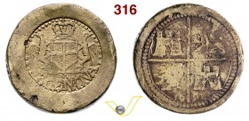 GENOVA - Peso "D. GENOVA" con stemma di Genova al D/ e stemma spagnolo al R/, datato 1652. mm 30,3 g 24,78