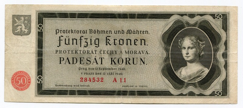 Bohemia & Moravia 50 Korun 1940
P# 5; VF