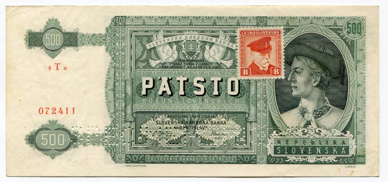 Slovakia 500 Korun 1941
P# 12s; XF+/AUNC-