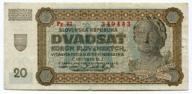 Slovakia 20 Korun 1942
P# 7; VF