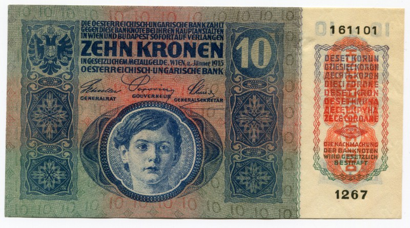 Austria 10 Korona 1915
P# 51a; UNC