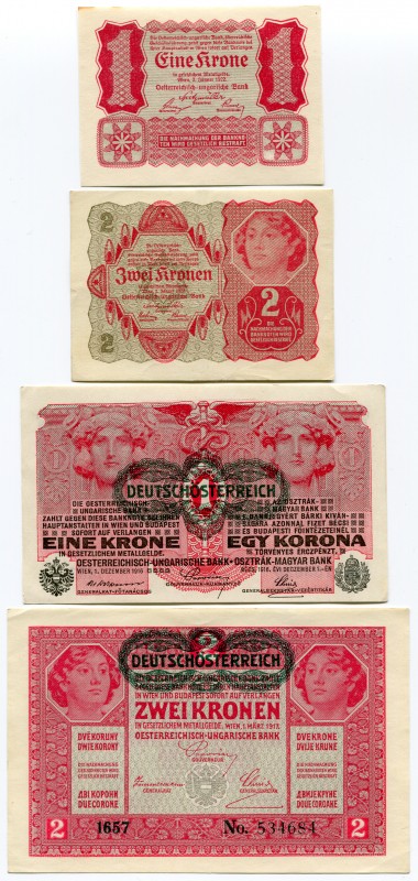 Austria 4 Pcs set 1-1-2-2 Kronen 1917 -22
UNC