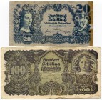 Austria 20 & 100 Schilling 1945
P# 116 & 118; aVF