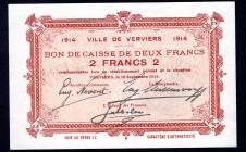 Belgium 2 Francs 1914
Ville de Verviers; UNC