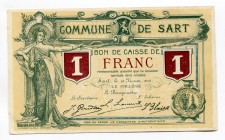 Belgium 1 Franc 1915 WWI
Commune De Sart