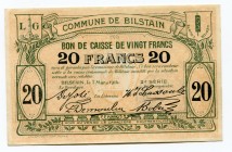 Belgium 20 Francs 1915 WWI
Commune De Bilstain