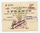 Belgium 5 Francs 1916 WWI
Ville De Spa
