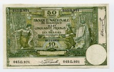 Belgium 50 Francs - 10 Belgas 1927
P# 99. 9.3.1927, AUNC.