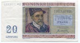 Belgium 20 Francs 1950
P# 132a; EF