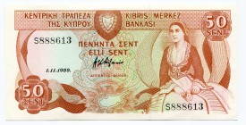 Cyprus 50 Sent 1989
P# 52; UNC