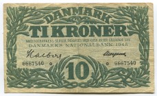 Denmark 10 Kroner 1948
P# 37e; VF