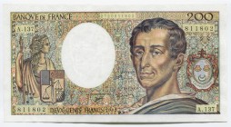 France 200 Francs 1992
P# 155e; № A.137 811802; aUNC; "Montesquieu"